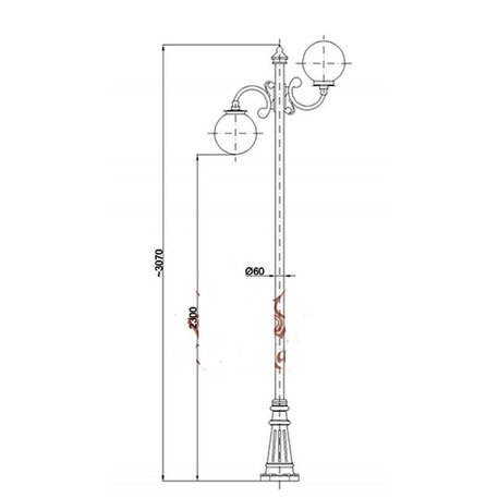 Street Lighting Post 'BL132-2C_H/300cm'