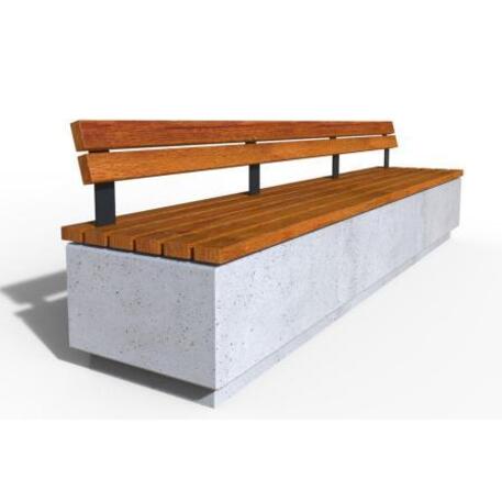 Lauko / Vidaus betoninis suolas su atlošu ir sėdima dalimi iš IROKO medienos 'STF/25-04-02/MDL'