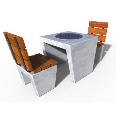 Lauko betoninis žaidimo stalas su IROKO medienos kėdėmis 'STF/24-13-08/MDL'