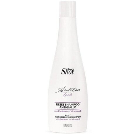 'Shot' Ambition Tech Reset Anti-Yellowing Blond Shampoo, Geltonus atspalvius neutralizuojantis šampūnas su šilauogėmis, Vitaminu E, 250ml