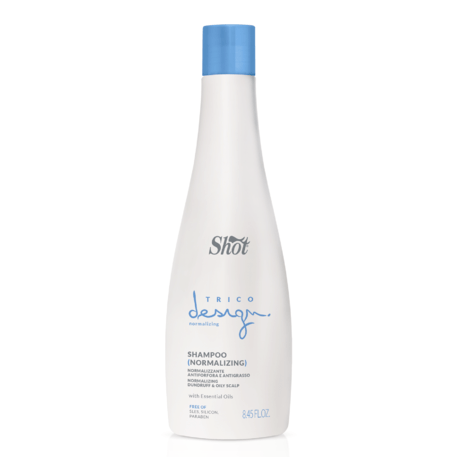 ‘Shot’ Trico Design Normalizing Anti-Dandruff Shampoo, Šampūnas nuo pleiskanų riebiai galvos odai su ramunėlių, mentolio, alaviju ir simondsijų aliejumi, 250ml