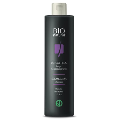 ‘Rebitalia’ Bio Natural Detoxy Plus Shampoo Sebum Balancing, Šampūnas valomasis, atstatyti pH balansą su lauramedžio lapų, rozmarino, pušų, mentolio, šalavijų, dilgėlių, varnalėšų, karčiavaisių citrinmedžių ekstratais ir aliejais 250ml