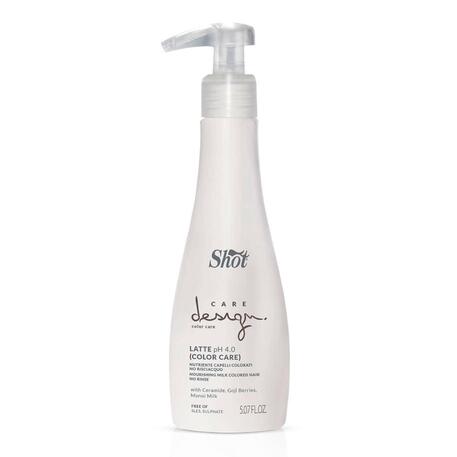 ‘Shot’ Care Design Color Care Latte, Maitinamasis ir drėkinamasis pienelis dažytiems plaukams su keramidais, Goji uogomis, Monoi pienu, 150ml