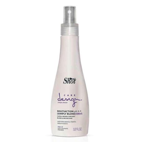 'Shot' Care Design Simply Blond Multiaction 10 in 1, Daugiafunkcinis eliksyras šviesintiems plaukams su argano, makadamijos aliejais, keratino ir šilko proteinais, 150ml