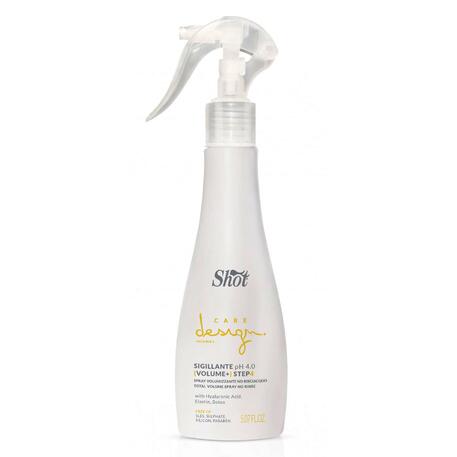 ‘Shot’ Care Design Volume+ Step 4 Total Volume Spray No Rinse, Purškiama nenuplaunama priemonė, suteikianti plaukams tūrio su botoksu ir hialurono rūgštimi, 150ml