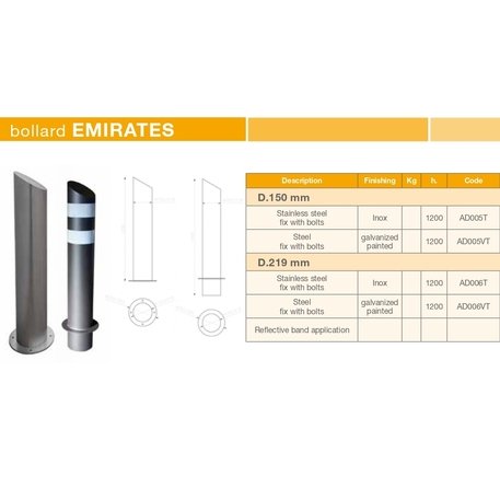 Metalinis atitvėrimo stulpelis 'Emirates Inox'