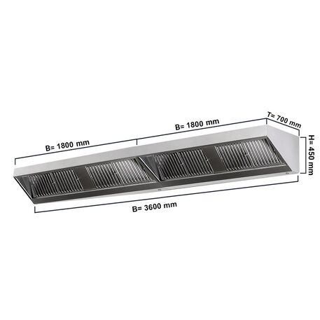 Cappa Snack a Parete con filtro & lampade (3600 x 700 x 450mm)