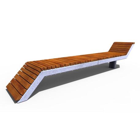 Lauko betoninis gultas, šezlongas su IROKO mediena 'STF/22-04-36/MDL'