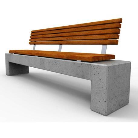 Lauko / Vidaus betoninis suoliukas su sėdima dalimi iš IROKO medienos 'STF/20-04-03/MDL'