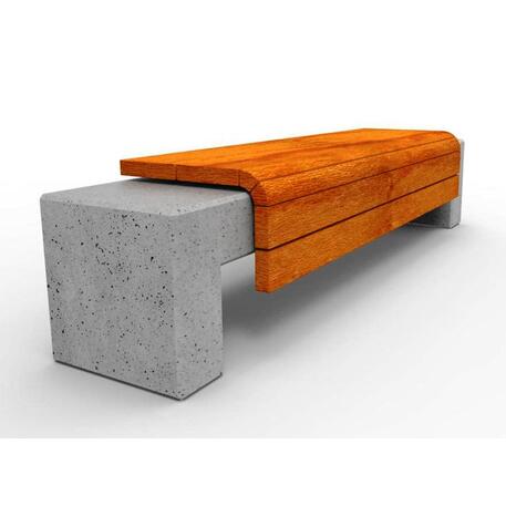 Lauko / Vidaus betoninis suolas be atlošo su sėdima dalimi iš IROKO medienos 'STF/20-02-04_01MDL'