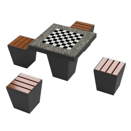 Metalowy stół szachowy i krzesła 4 szt. 'BDS/SG056_9202/MDL'