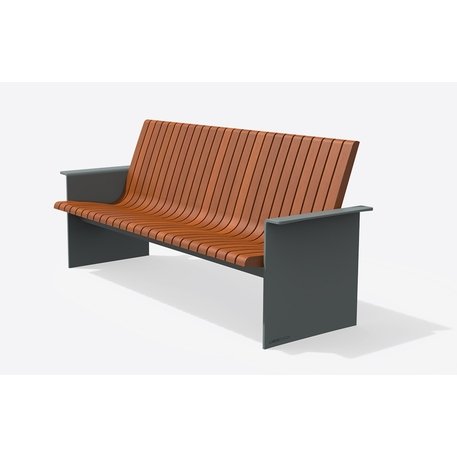 Outdoor metal bench with backrest 'ARIA'