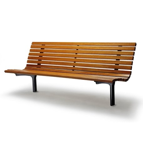 Outdoor metal bench with backrest 'AXIS'