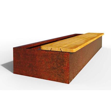 Lauko / Vidaus medinis suoliukas iš IROKO medienos su vazonu 'STF/23-02-14MDL'