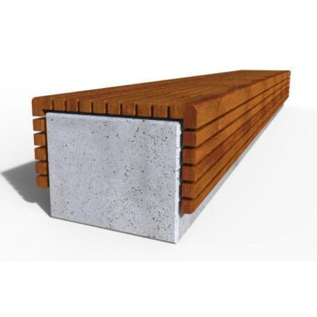 Lauko / Vidaus betoninis suolas be atlošo su IROKO medienos apdaila 'IROKO_STF/23-02-08_04MDL'