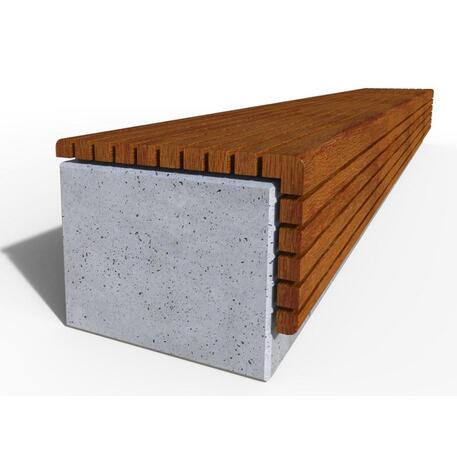 Lauko / Vidaus betoninis suolas be atlošo su IROKO medienos apdaila 'IROKO_STF/23-02-08_03MDL'