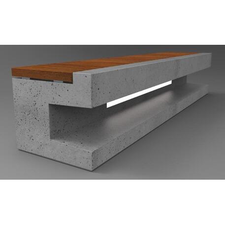 Betonbank ohne Rückenlehne 'LED Light+IROKO_STF/22-02-07MDL'