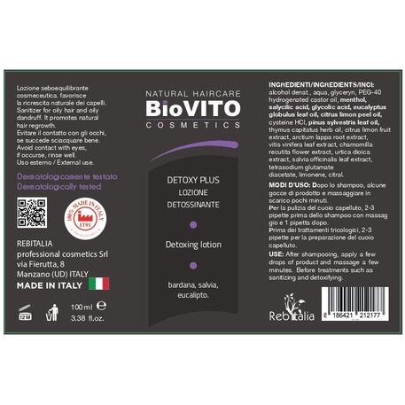 BiOVito Cosmetics Bio Natural Detoxy Plus Lotion sebum-balancing action, Valantis ir detoksikuojantis losjonas su eukalipto, šalavijo, didžiosios varnalėšos ekstraktais, 100ml