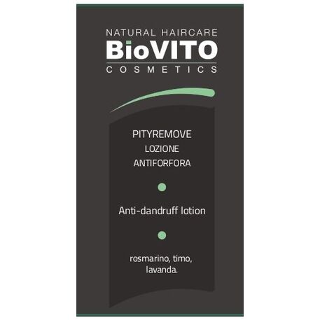 BiOVITO Cosmetics Bio Natural Pityremove Anti-dandruff Lotion, Lozione intensiva antiforfora e seborrea con estratti di rosmarino, lavanda e timo, 100ml