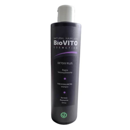 'BiOVITO Cosmetics / Rebitalia’ Bio Natural Detoxy Plus Shampoo sebum-balancing action - Очищающий и выводящий токсины шампунь с экстрактами крапивы, розмарина, лопуха, 250ml
