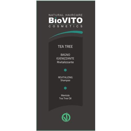 BiOVITO Cosmetics Bio Natural Tea Tree Shampoo, Odświeżający, dezynfekujący szampon do skóry wrażliwej przed wypadaniem włosów z olejkiem z drzewa herbacianego, ekstraktem z mięty, 250ml
