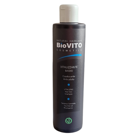 'BiOVITO Cosmetics’ Bio Natural Vitalizzante Shampoo Anti-Hairloss, Šampūnas skirtas plaukų maitinimui nuo plaukų slinkimo su žaliaja arbata, mėtų, rosmarinų, migdolų aliejumi, 250ml