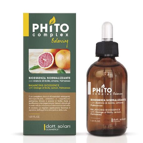  Dott.Solari Cosmetics  Phitocomplex Balancing Bioessence (Normalizzante), Oczyszczająca bioesencja do włosów do tłustej skóry głowy i pielęgnacji włosów, 30ml