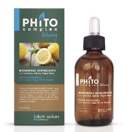  Dott.Solari Cosmetics  Phitocomplex Detox Bioessence, Detoksykująca bioesencja do włosów z ekstraktami z mięty, limonki, czarnego pieprzu, 30ml