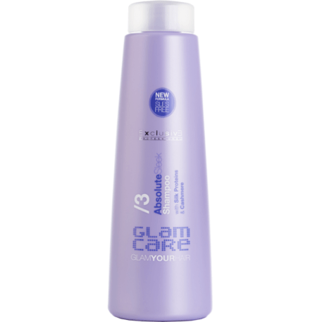  Exclusive Professional  GLAM CARE ABSOLUTE SLEEK Shampoo, Glotninantis plaukus šampūnas su šilko baltymais, kašmyru, 250ml