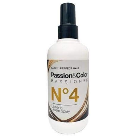 Exclusive Professional  Passionex Passion&amp Color Nº 4 Leave-In Cream Spray, Balsamo Olaplex per capelli danneggiati con olio di mandorle, soia e germe di grano, 250ml