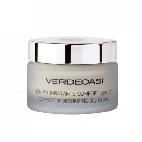 ‘VERDEOASI’ Comfort Moisturizing day Cream dieninis drėkinamasis kremas su hialuronu, Chi sviestas, Jojoba aliejus 50ml