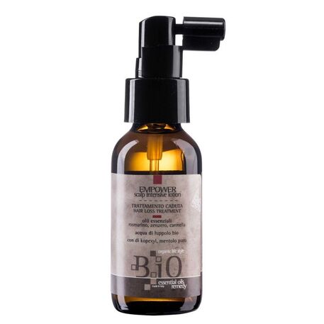  SINERGY Cosmetics  B.iO Essential Oils Remedy Empower Scalp Intensive Lotion Hair-Loss, Energizuojantis Losjonas nuo plaukų slinkimo su rozmarino, imbiero, cinamono aliejais, 60ml