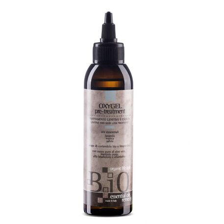  SINERGY Cosmetics  B.iO Essential Oils Remedy Oxygel Pre-Treatment Lenitive, Hair-Loss, Valomasis tonikas pilingas nuo plaukų slinkimo ir pleiskanų su mėtų, levandų, šalavijų, mentolio aliejais, 150ml