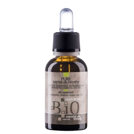 'Sinergy Cosmetics' B.iO Essential Oils Remedy Pure Essential Oils Intensifier, Dandruff, Koncentruotas aliejų rinkinys prieš pleiskanas su eukalipto, arbatmedžio aliejais, 30ml