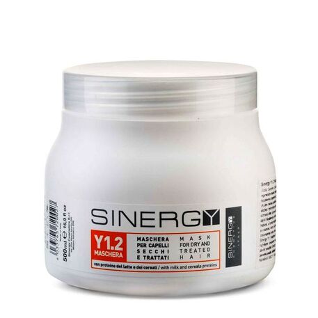SINERGY Cosmetics Mask For Dry And Treated Hair Y1.2, Maske für trockenes und strapaziertes Haar mit Kokosöl, Seide und Weizenproteinen, 500ml