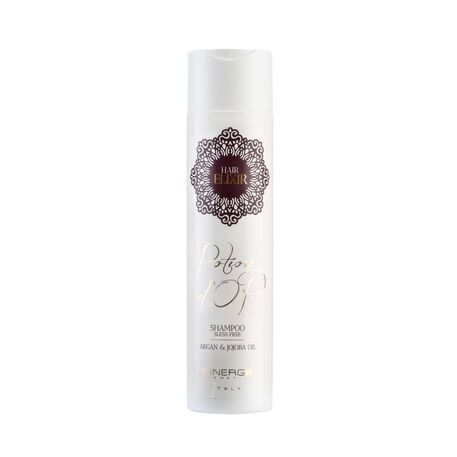  SINERGY Cosmetics  Potion D Or Argan Shampoo, Drėkinamasis plaukų šampūnas su argano, jojobos aliejais, 250ml