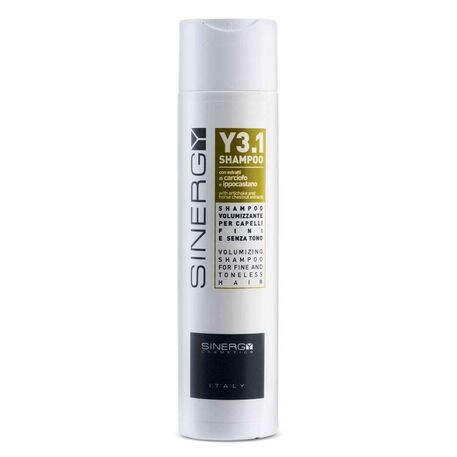 SINERGY Cosmetics Shampoo Volumizing For Fine And Toneless Hair Y3.1, Apimties suteikiantis plaukų šampūnas su artišokų ir kaštonų ekstraktu, 250ml